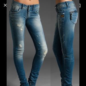 G-STAR Fender Skinny 3D Destructed Zip Jeans